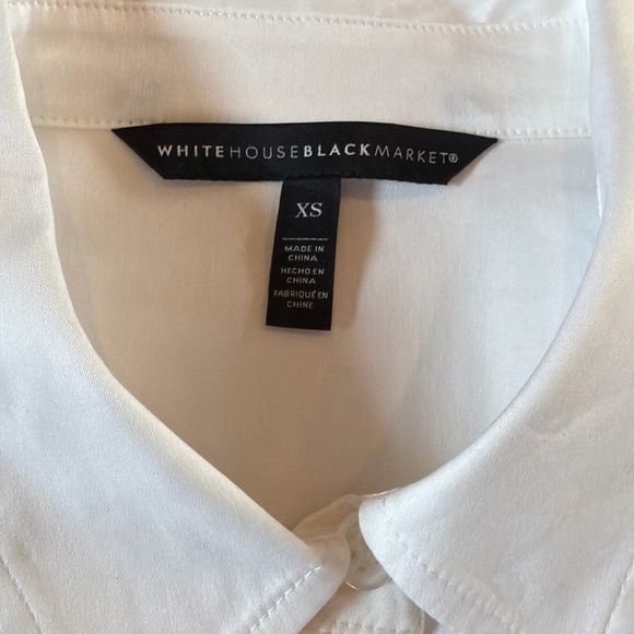 White House Black Market Smocked Waist Poplin Blouse Button Down Front Shirt XS - Picture 3 of 7